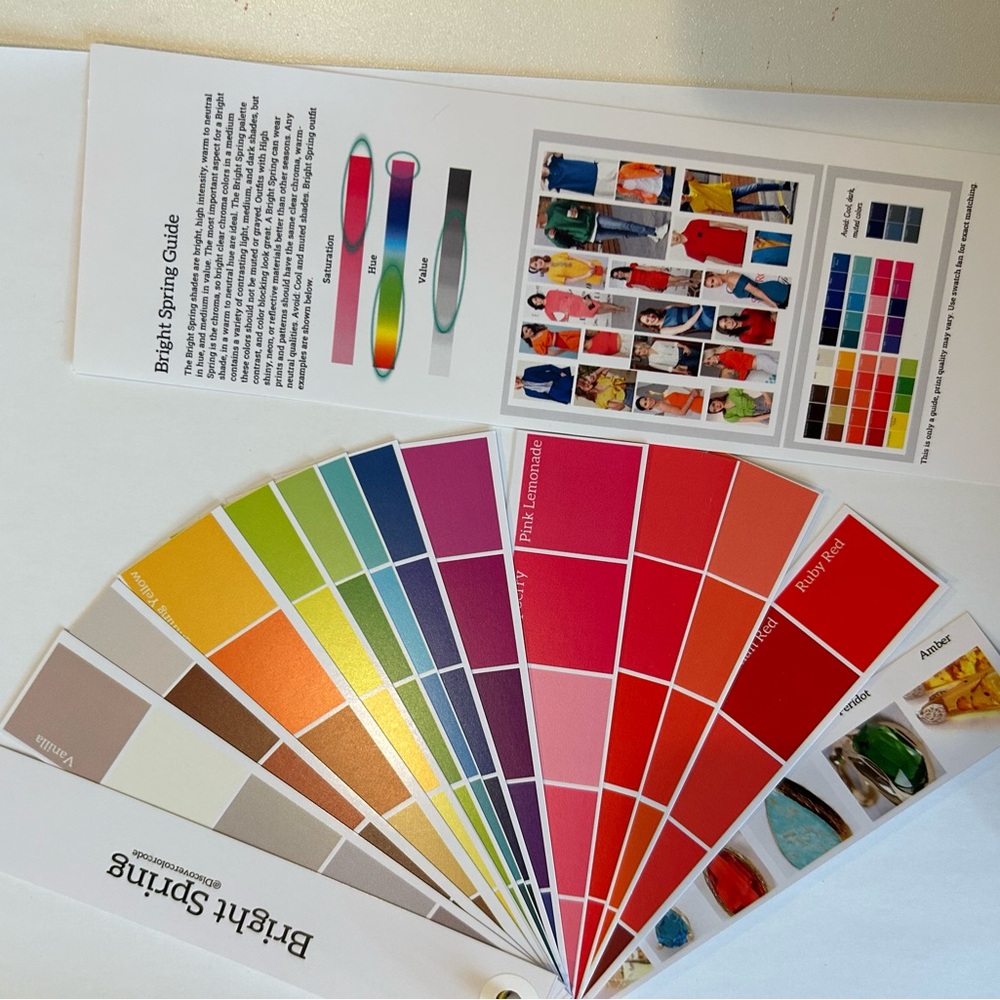 Bright Spring / Clear Spring Color Swatch Fan for Personal Color Season Analysis - Picture 2 of 5